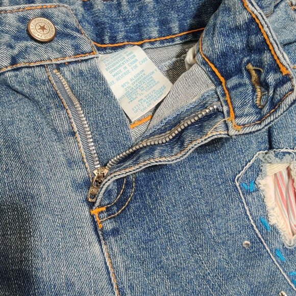 Mary Kate Ashley 12 Big Girls Vintage Y2K Patchwork Distressed Flare Jeans Denim - Picture 6 of 7